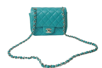 CHANEL シャネル ショルダーバッグ ミニマトラッセ17 ココマーク 19番台 チェーンショルダー シングルフラップ ブルー 美品 中古 64592