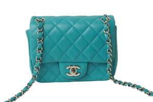 CHANEL シャネル ショルダーバッグ ミニマトラッセ17 ココマーク 19番台 チェーンショルダー シングルフラップ ブルー 美品 中古 64592