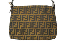 画像をギャラリービューアに読み込む, FENDI フェンディ ズッカ柄 マンマバケット ワンショルダーバッグ ブラウン コットンキャンバス レザー シルバー金具 美品 中古 64594 