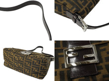 画像をギャラリービューアに読み込む, FENDI フェンディ ズッカ柄 マンマバケット ワンショルダーバッグ ブラウン コットンキャンバス レザー シルバー金具 美品 中古 64594 
