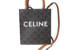極美品 CELINE セリーヌ ミニバーティカルカバ 2WAYショルダーバッグ 194372BZK04LU トリオンフキャンバス 中古 64595