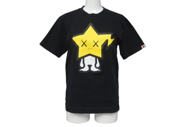 A BATHING APE × KAWS アベイシングエイプ カウズ 半袖Ｔシャツ サイズXS ブラック コットン ベイプ スター 美品 中古 64600