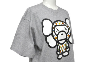 極美品 A BATHING APE × KAWS アベイシングエイプ カウズ半袖Ｔシャツ サイズM グレー コットン ベイプ マイロ 中古 64601 