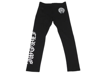 新品未使用品 CHROME HEARTS クロムハーツ レギンス パンツ ホースシュー サイドロゴ  M ブラック ホワイト 中古 64607
