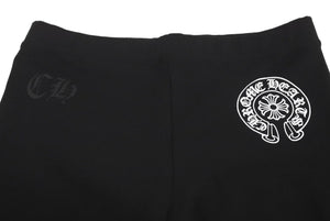 新品未使用品 CHROME HEARTS クロムハーツ レギンス パンツ ホースシュー サイドロゴ  M ブラック ホワイト 中古 64607