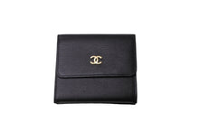 画像をギャラリービューアに読み込む, 極美品 CHANEL シャネル レザー 三つ折り財布 6番台 ブラック ココマーク ウォレット ロゴ 小物 中古 64614