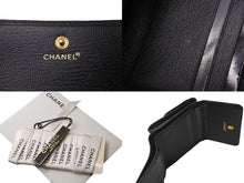 画像をギャラリービューアに読み込む, 極美品 CHANEL シャネル レザー 三つ折り財布 6番台 ブラック ココマーク ウォレット ロゴ 小物 中古 64614