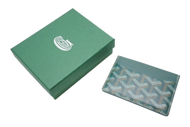 新品未使用 GOYARD ゴヤール サン シュルピス カードケース ヘリンボーン PVC カーフ グリーン 中古 64619