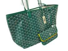 Load image into Gallery viewer, 新品未使用 GOYARD ゴヤール サンルイPM トートバッグ STLOUIPMLTY09CL09P PVCコーティングキャンバス グリーン 中古 64623