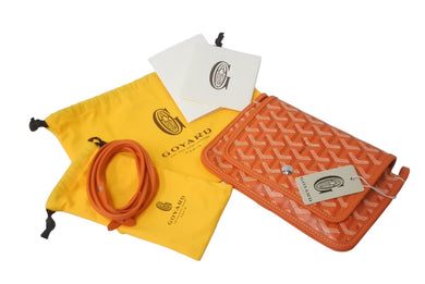 新品未使用 GOYARD ゴヤール プリュメ ショルダーバッグ ポーチウォレット オレンジ PVC レザー シルバー金具 中古 64625