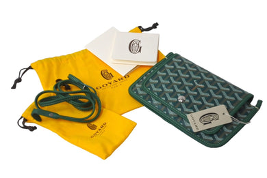 新品未使用 GOYARD ゴヤール プリュメ ショルダーバッグ ポーチウォレット グリーン PVC レザー シルバー金具 中古 64626