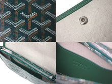Load image into Gallery viewer, 新品未使用 GOYARD ゴヤール プリュメ ショルダーバッグ ポーチウォレット グリーン PVC レザー シルバー金具 中古 64626