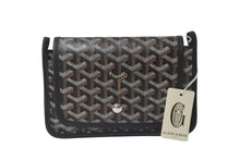 Load image into Gallery viewer, 新品未使用 GOYARD ゴヤール プリュメ ショルダーバッグ ポーチウォレット ブラック PVC レザー シルバー金具 中古 64627