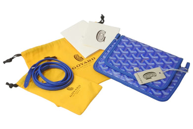 新品未使用 GOYARD ゴヤール プリュメ ショルダーバッグ ポーチウォレット ブルー PVC レザー シルバー金具 中古 64628