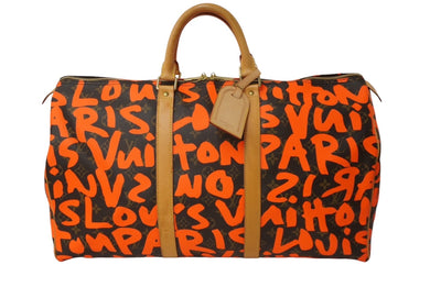 極美品 LOUIS VUITTON ルイヴィトン モノグラム グラフィティ キーポル50 ボストン スプラウス オレンジ M93699 中古 64633