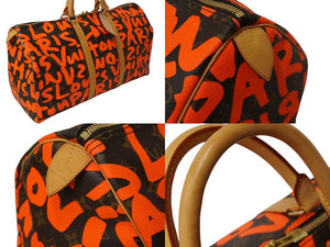 極美品 LOUIS VUITTON ルイヴィトン モノグラム グラフィティ キーポル50 ボストン スプラウス オレンジ M93699 中古 64633