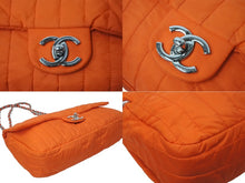 Load image into Gallery viewer, CHANEL シャネル チェーンショルダーバッグ Wチェーン ココマーク キルティング ナイロン オレンジ 16番台 A67080 美品 中古 64636