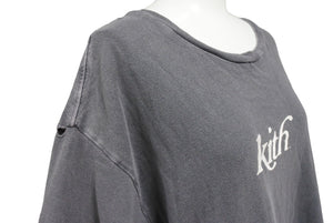 KITH キス 半袖Tシャツ トップス クールネック カットソー ワンポイント サイズM グレー ホワイト 良品 中古 64654
