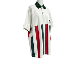 GUCCI グッチ ポロシャツ 半袖トップス ストレッチコットンピゲ 623242 ホワイト グリーン レッド M 美品 中古 64667 