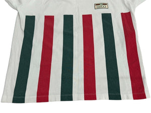 GUCCI グッチ ポロシャツ 半袖トップス ストレッチコットンピゲ 623242 ホワイト グリーン レッド M 美品 中古 64667 