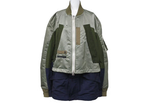 sacai サカイ ドッキング ボンバージャケット ブルゾン サイズ4 ナイロン 22-02707M カーキ ネイビー オレンジ 良品 中古 64680 