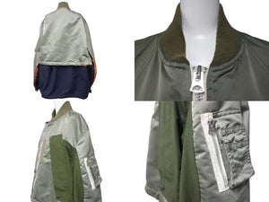 sacai サカイ ドッキング ボンバージャケット ブルゾン サイズ4 ナイロン 22-02707M カーキ ネイビー オレンジ 良品 中古 64680 