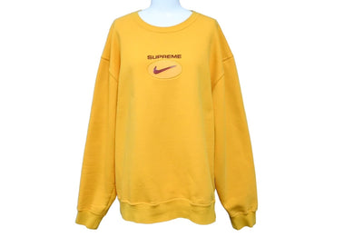 Supreme Nike シュプリーム ナイキ 長袖トレーナー 刺繍ロゴ トップス クールネック サイズL 20D11C1 オレンジ 良品 中古 64686 
