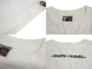 A BATHING APE × KAWS アベイシングエイプ カウズ 半袖Ｔシャツ サイズM オールドエイプ ヴィンテージ ホワイト コットン 美品 中古 64696