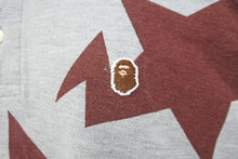 画像をギャラリービューアに読み込む, A BATHING APE アベイシングエイプ スタースター ポロシャツ コットングレー ワインレッド サイズL 美品 中古 64697 