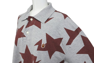 A BATHING APE アベイシングエイプ スタースター ポロシャツ コットングレー ワインレッド サイズL 美品 中古 64697 