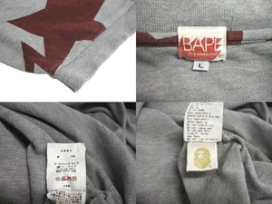 A BATHING APE アベイシングエイプ スタースター ポロシャツ コットングレー ワインレッド サイズL 美品 中古 64697 