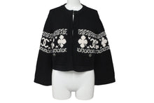 画像をギャラリービューアに読み込む, 極美品 CHANEL シャネル カシミヤ カーディガン ブラック ホワイト P63147K48819 ココマーク ロゴ トップス サイズ36 中古 64700