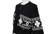 画像をギャラリービューアに読み込む, 極美品 CHANEL シャネル カシミヤ カーディガン ブラック ホワイト P63147K48819 ココマーク ロゴ トップス サイズ36 中古 64700