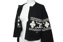 画像をギャラリービューアに読み込む, 極美品 CHANEL シャネル カシミヤ カーディガン ブラック ホワイト P63147K48819 ココマーク ロゴ トップス サイズ36 中古 64700