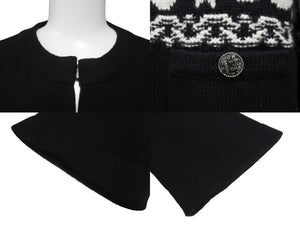 極美品 CHANEL シャネル カシミヤ カーディガン ブラック ホワイト P63147K48819 ココマーク ロゴ トップス サイズ36 中古 64700