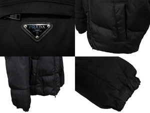 極美品 PRADA プラダ ダウンジャケット リバーシブル トライアングルロゴ SGC045 1WQ8 イタリア製 ブラック サイズM 中古 64701 