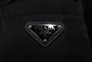 極美品 PRADA プラダ ニット スウェット UMB237 S212 1Y12 イタリア製 ウール ブラック シルバー金具 サイズ46 中古 64709 