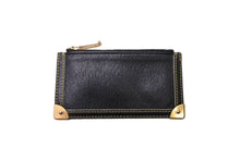 画像をギャラリービューアに読み込む, LOUIS VUITTON ルイヴィトン コインケース 小銭入れ キーリング付き スハリ ポシェットクレ M91824 ブラック ゴールド金具 中古 64716