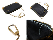 画像をギャラリービューアに読み込む, LOUIS VUITTON ルイヴィトン コインケース 小銭入れ キーリング付き スハリ ポシェットクレ M91824 ブラック ゴールド金具 中古 64716