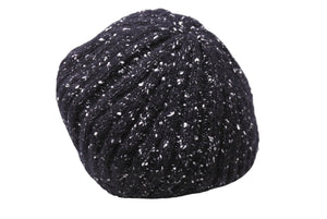 極美品 CHANEL シャネル ベレー帽 ビーニー ニットキャップ 帽子 CCココマーク P59772 コットン ブラック サイズM 中古 64718