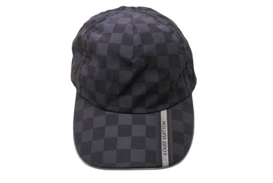 LOUIS VUITTON ルイヴィトン ダミエ ナイロン キャップ M72509 ブラック 黒 ロゴ 帽子 小物 フリーサイズ 中古 64720