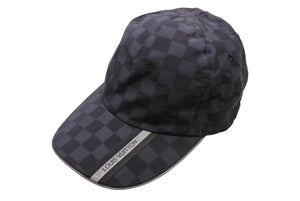 LOUIS VUITTON ルイヴィトン ダミエ ナイロン キャップ M72509 ブラック 黒 ロゴ 帽子 小物 フリーサイズ 中古 64720