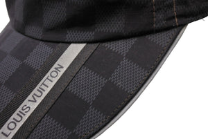 LOUIS VUITTON ルイヴィトン ダミエ ナイロン キャップ M72509 ブラック 黒 ロゴ 帽子 小物 フリーサイズ 中古 64720