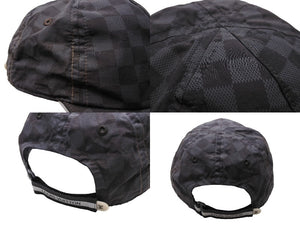 LOUIS VUITTON ルイヴィトン ダミエ ナイロン キャップ M72509 ブラック 黒 ロゴ 帽子 小物 フリーサイズ 中古 64720