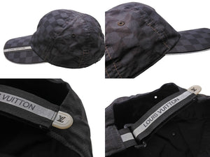LOUIS VUITTON ルイヴィトン ダミエ ナイロン キャップ M72509 ブラック 黒 ロゴ 帽子 小物 フリーサイズ 中古 64720