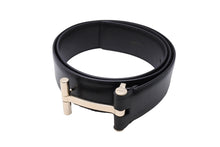 Load image into Gallery viewer, TOM FORD トムフォード Tロゴバックル レザーベルト TB154C004AM ブラック シルバー金具 全長105cm 美品 中古 64721