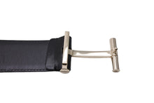 画像をギャラリービューアに読み込む, TOM FORD トムフォード Tロゴバックル レザーベルト TB154C004AM ブラック シルバー金具 全長105cm 美品 中古 64721