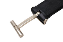 画像をギャラリービューアに読み込む, TOM FORD トムフォード Tロゴバックル レザーベルト TB154C004AM ブラック シルバー金具 全長105cm 美品 中古 64721