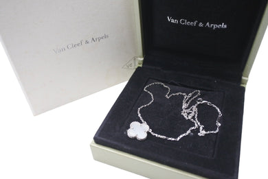 極美品 Van Cleef & Arpels ヴァンクリーフ＆アーペル ヴィンテージアルハンブラ シェル ネックレス シルバー 750ホワイトゴールド VCARF48700 中古 64724