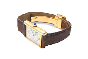 CARTIER カルティエ 時計 マストタンクLM W1013754 ヴェルメイユ レザーベルト QZ 白文字盤 中古 64727